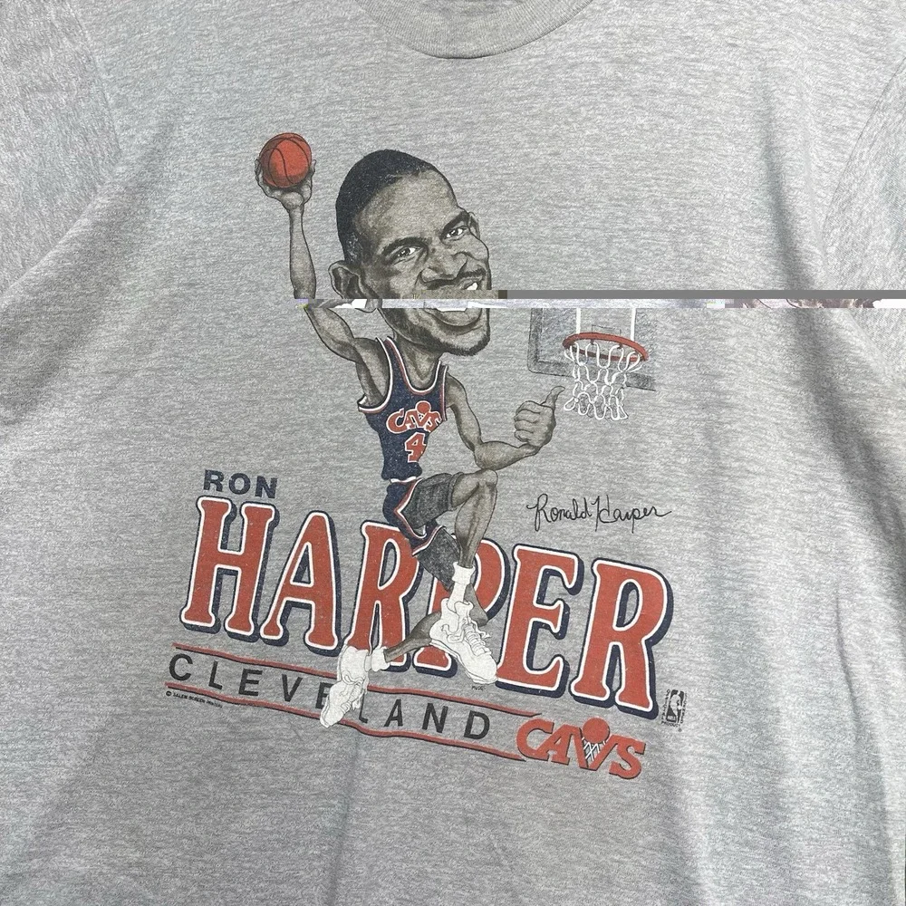 Vintage Ron Harper Cleveland Cavs Caricature Shirt Mens Large USA Single Stitch